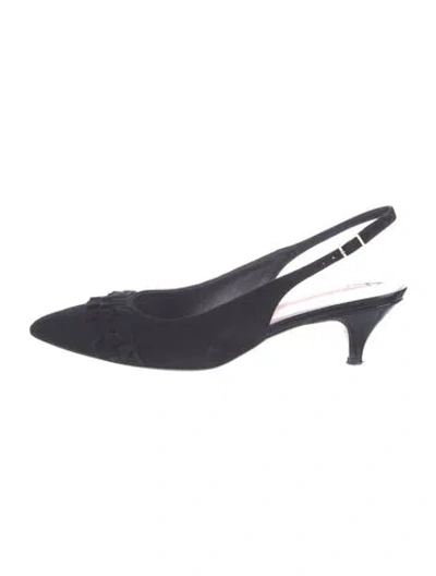 Pre-owned Kate Spade Suede Ruffle Embellishment Slingback Pumps In Blue