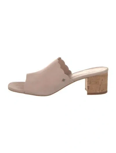 Pre-owned Kate Spade Suede Scalloped Accent Slides In Pink