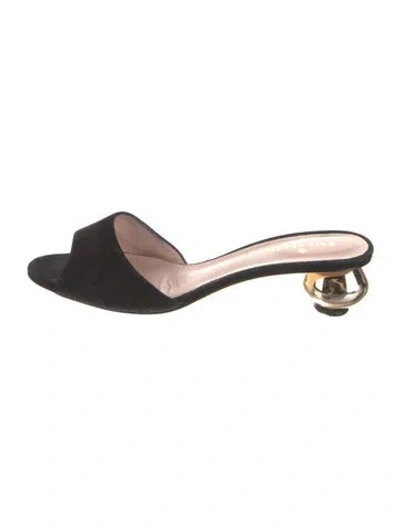 Pre-owned Kate Spade Suede Slides In Black