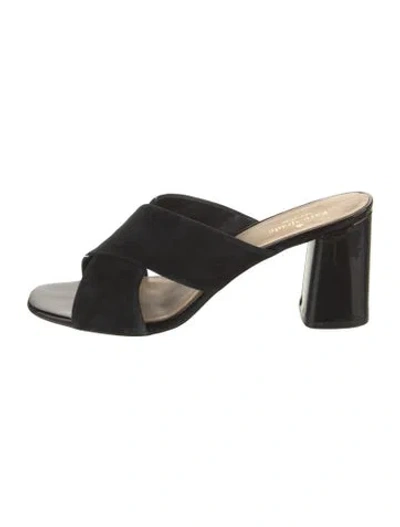 Pre-owned Kate Spade Suede Slides In Black