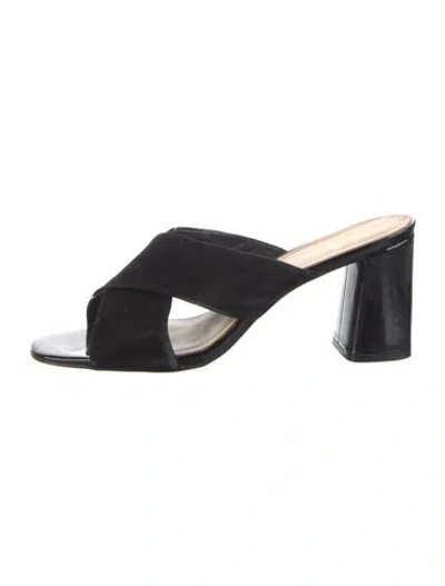 Pre-owned Kate Spade Suede Slides In Black