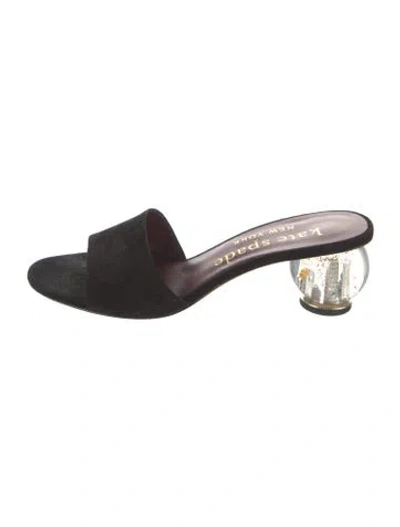 Pre-owned Kate Spade Suede Slides In Black