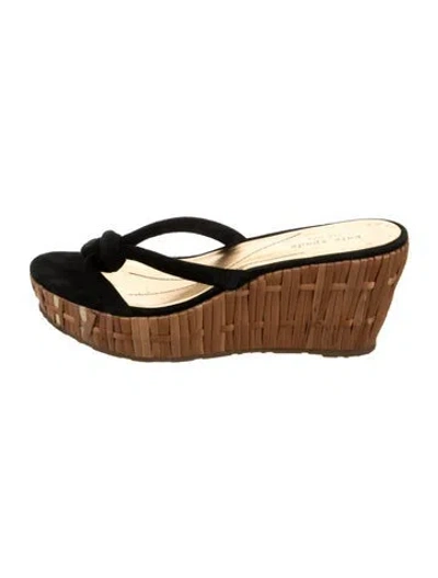 Pre-owned Kate Spade Suede Slides In Gold
