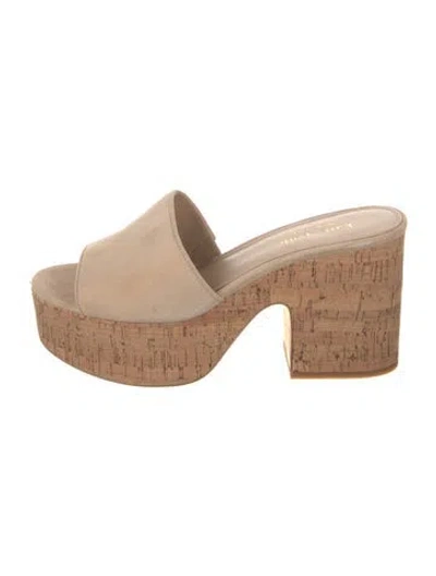 Pre-owned Kate Spade Suede Slides In Neutral