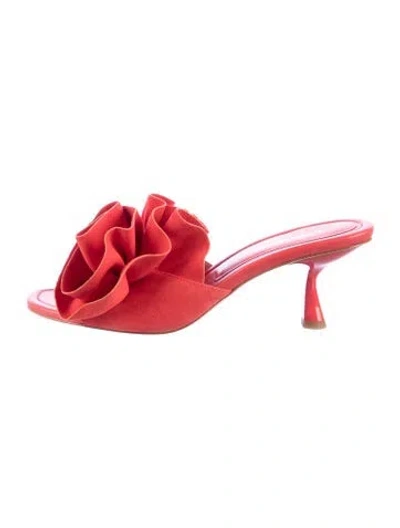 Pre-owned Kate Spade Suede Slides In Red