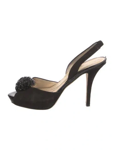 Pre-owned Kate Spade Suede Slingback Pumps In Black