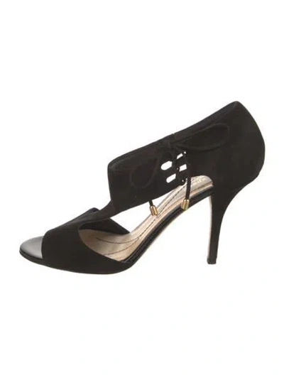 Pre-owned Kate Spade Suede Slingback Sandals In Black