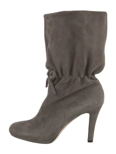 Pre-owned Kate Spade Suede Slouch Boots In Neutrals