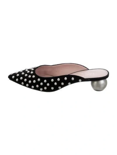 Pre-owned Kate Spade Suede Studded Accents Mules In Black