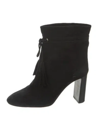 Pre-owned Kate Spade Suede Tassel Accents Boots In Black