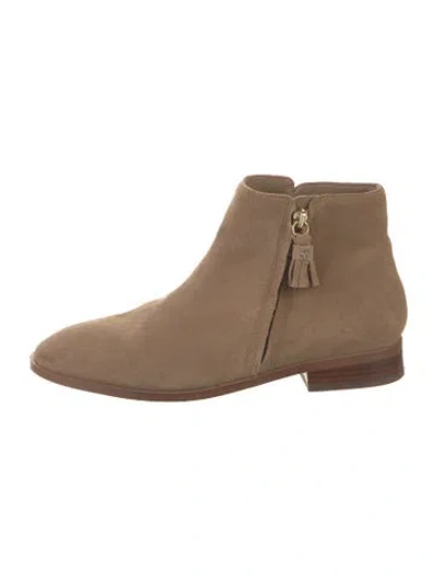 Pre-owned Kate Spade Suede Tassel Accents Boots In Brown