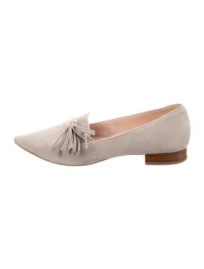 Pre-owned Kate Spade Suede Tassel Accents Loafers In Gray