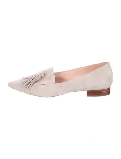 Pre-owned Kate Spade Suede Tassel Accents Loafers In Gray