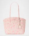 Kate Spade Suite Large Spring Pansies Leather Tote Bag In Blush Cloud Multi