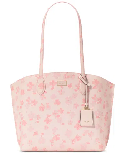Kate Spade Suite Spring Pansies Large Tote Bag In Blush Cloud Multi