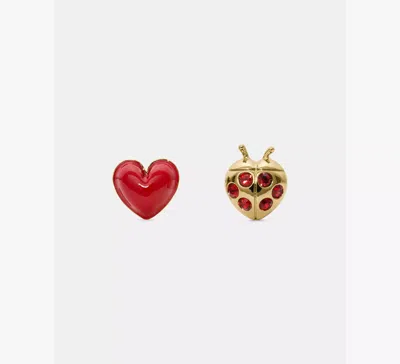 Kate Spade Summer Daze Ladybug Asymmetrical Studs In Gold