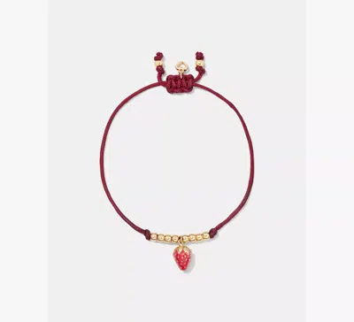 Kate Spade Summer Daze Strawberry Cord Bracelet In Burgundy