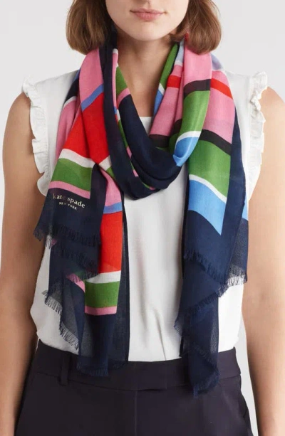 Kate Spade Sunny Day Stripe Oblong Scarf In Multi