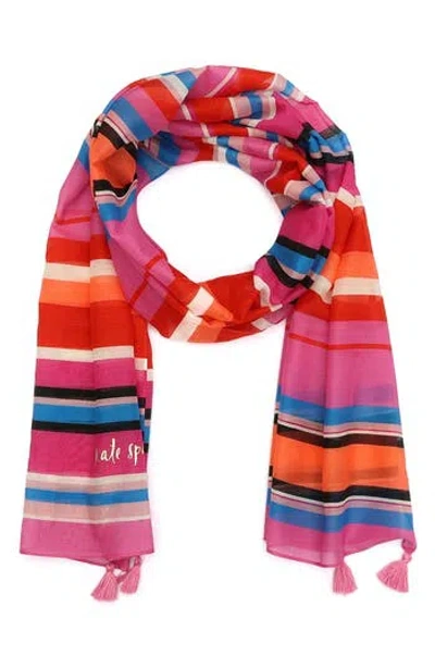 Kate Spade Sunny Stripe Cotton & Silk Oblong Scarf In Multi
