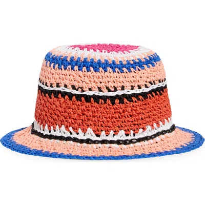 Kate Spade Sunny Stripe Straw Cloche In Multi