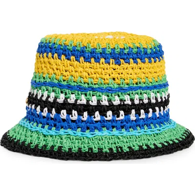 Kate Spade Sunny Stripe Straw Cloche In Multi