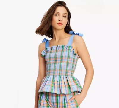 Kate Spade Sunshine Madras Smocked Top In Cosmic Zen