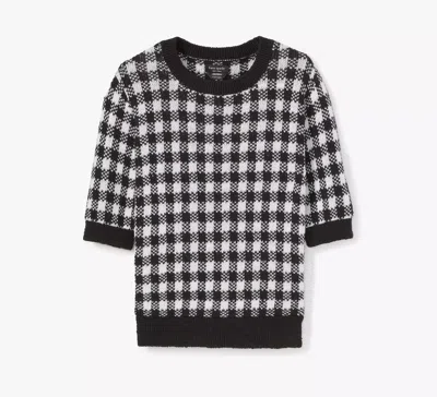 Kate Spade Texture Gingham Sweater In Black/cream