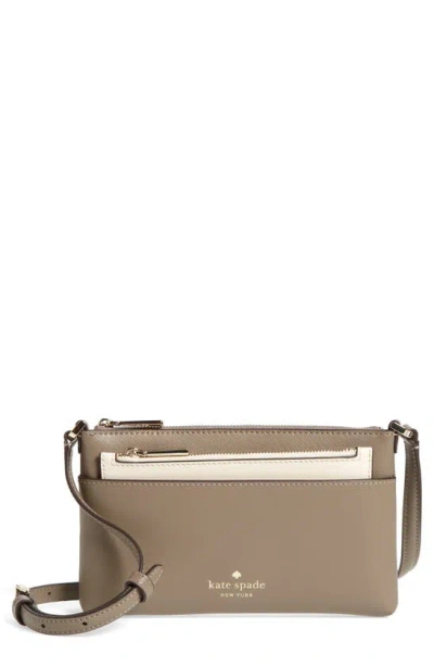 Kate Spade Textured Leather Crossbody Bag With Removable Pouch In Thunder Cloud