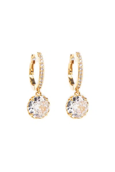 Kate Spade Crystal-embellished Hoop Earrings In Gold