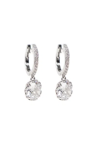 Kate Spade Crystal-embellished Hoop Earrings In Silver