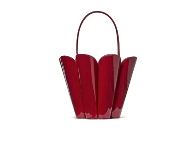 Kate Spade The Spade Patent Leather The Spade Flower Bucket Bag Shoulder Handbags Dark Scarlet: One Size In Pink