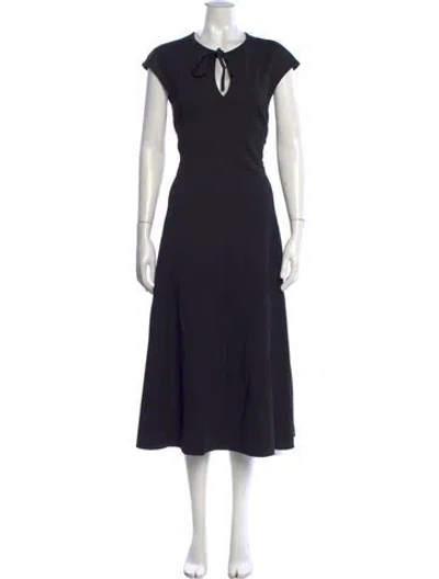 Pre-owned Kate Spade Tie Neck Midi Length Dress In Black