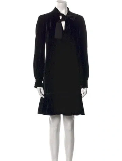 Pre-owned Kate Spade Tie Neck Mini Dress In Black