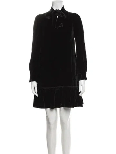 Pre-owned Kate Spade Tie Neck Mini Dress In Black