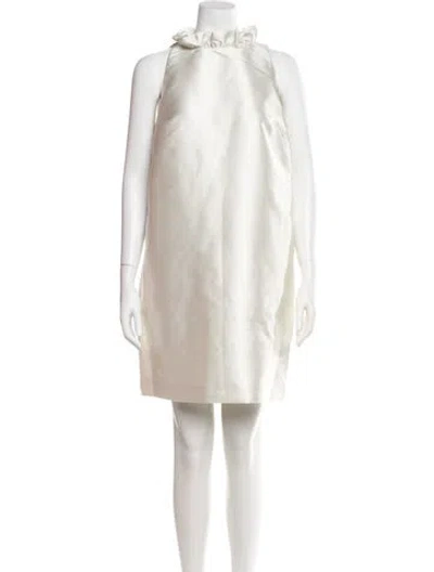 Pre-owned Kate Spade Tie Neck Mini Dress In White