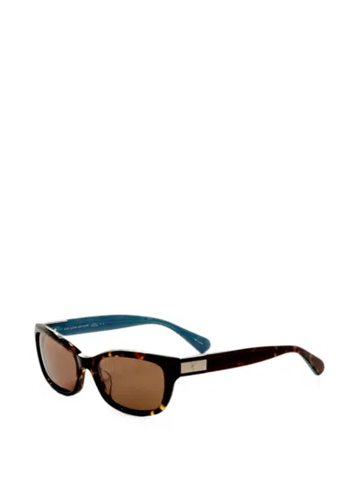 Kate Spade Tortoiseshell-effect Rectangle-frame Glasses In Brown