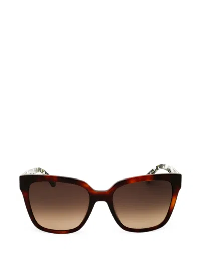 Kate Spade Tortoiseshell-effect Rectangle-frame Sunglasses In Brown