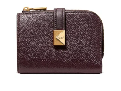 Kate Spade Tribeca Pebbled Leather Small Compact Wallet Wallet Handbags Blackberry Jam: One Size In Brown