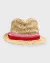 Kate Spade Trilby Straw Fedora With Bicolor Band In Neutral