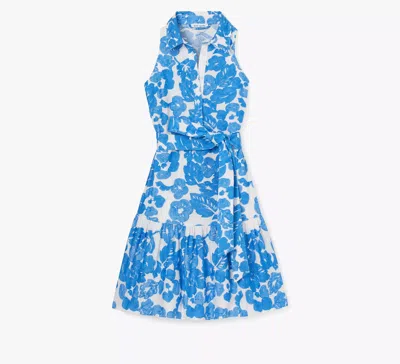 Kate Spade Tropical Foliage Embroidered Dress In Blue