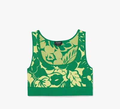 Kate Spade Tropical Foliage Knit Top In Green