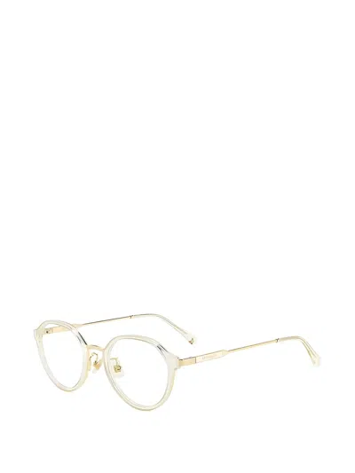 Kate Spade Tulip Glitter-effect Round-frame Glasses In Neutral