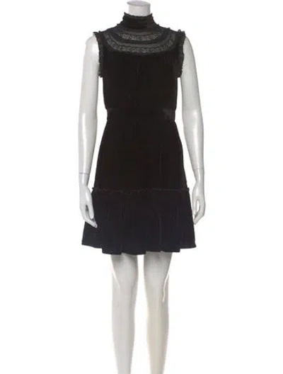 Pre-owned Kate Spade Turtleneck Mini Dress In Black