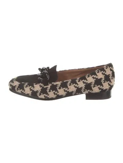 Pre-owned Kate Spade Tweed Animal Print Loafers In Black/neutrals