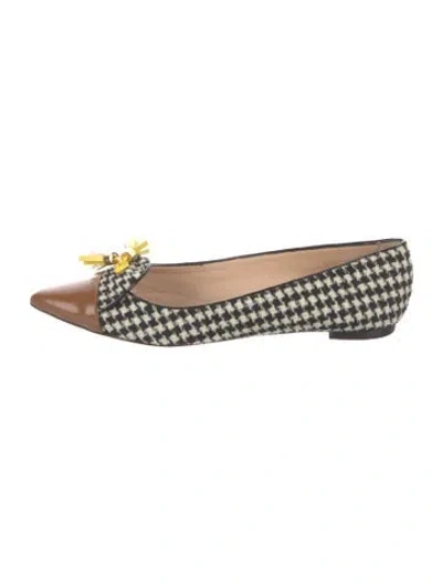 Pre-owned Kate Spade Tweed Houndstooth Print Loafers In Multi