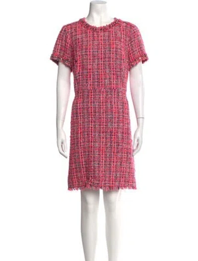 Pre-owned Kate Spade Tweed Midi Length Dress In Pink