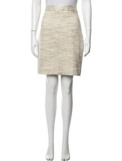 Pre-owned Kate Spade Tweed Mini Skirt In Gold