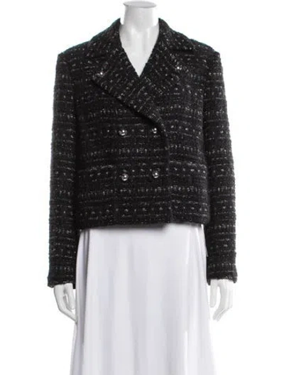 Pre-owned Kate Spade Tweed Pattern Blazer In Black