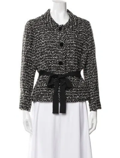 Pre-owned Kate Spade Tweed Pattern Blazer In Black