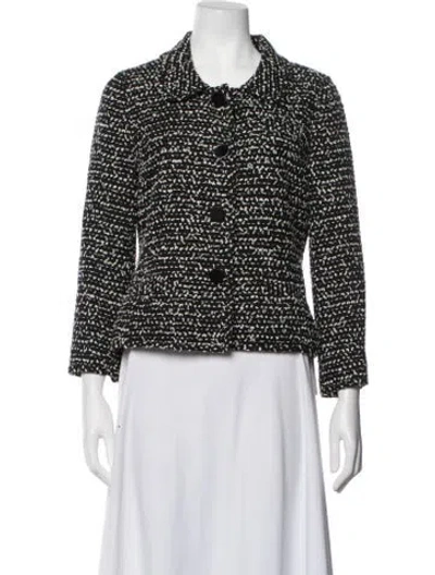 Pre-owned Kate Spade Tweed Pattern Blazer In Black